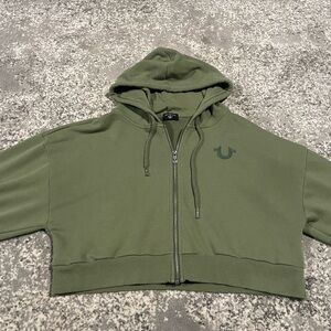 True Religion green cropped zip up